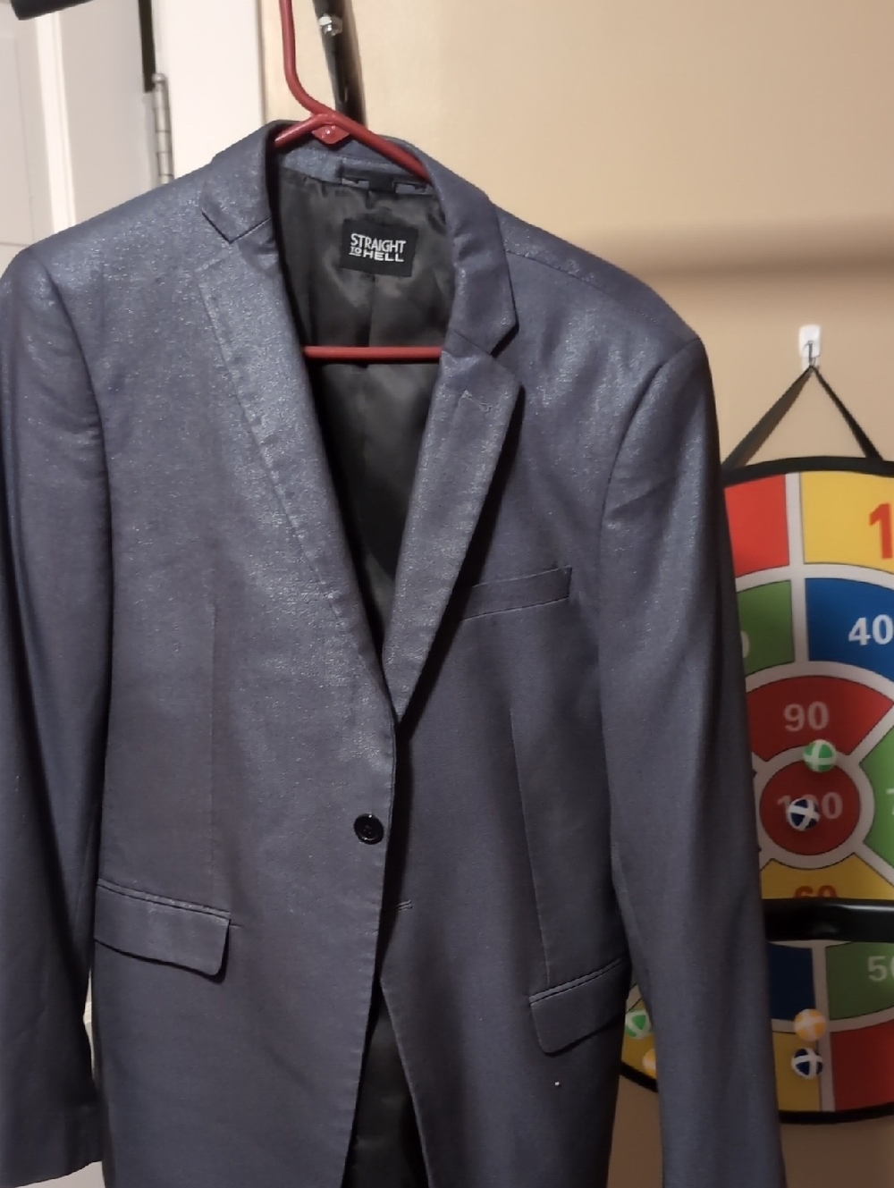 Straight to Hell Men's Shimmer Silver Single-Breasted Blazer